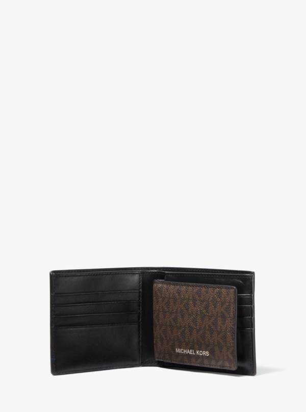 Panske Penazenky Michael Kors Harrison Logo Billfold With Passcase Čierne Hnede - Doplnky Michael Kors Nejlevnejsi | DPLSF-7546